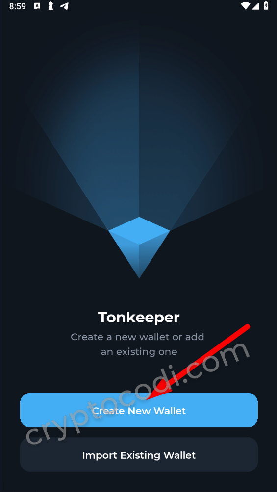 Tonkeeper - Створення гаманця, новий гаманець