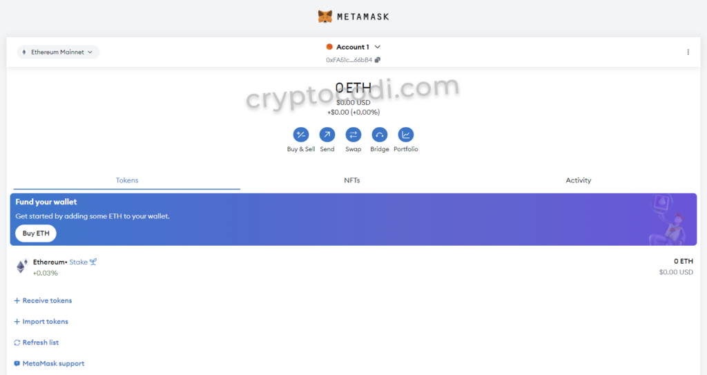 MetaMask - Імпорт гаманця, імпортований гаманець