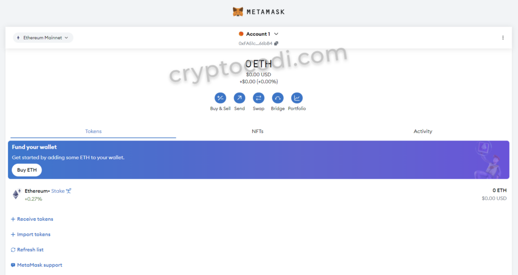 MetaMask - Створення гаманця, новий акаунт