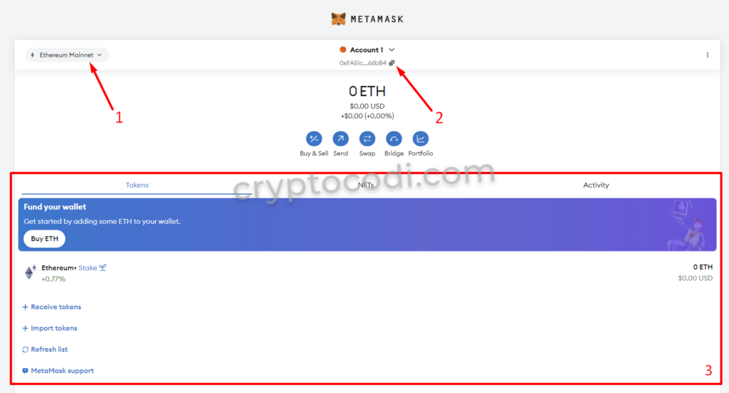 MetaMask - Базові поля