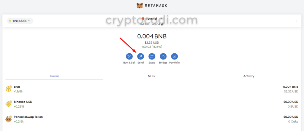 MetaMask - Відправка токенів, кнопка Відправити